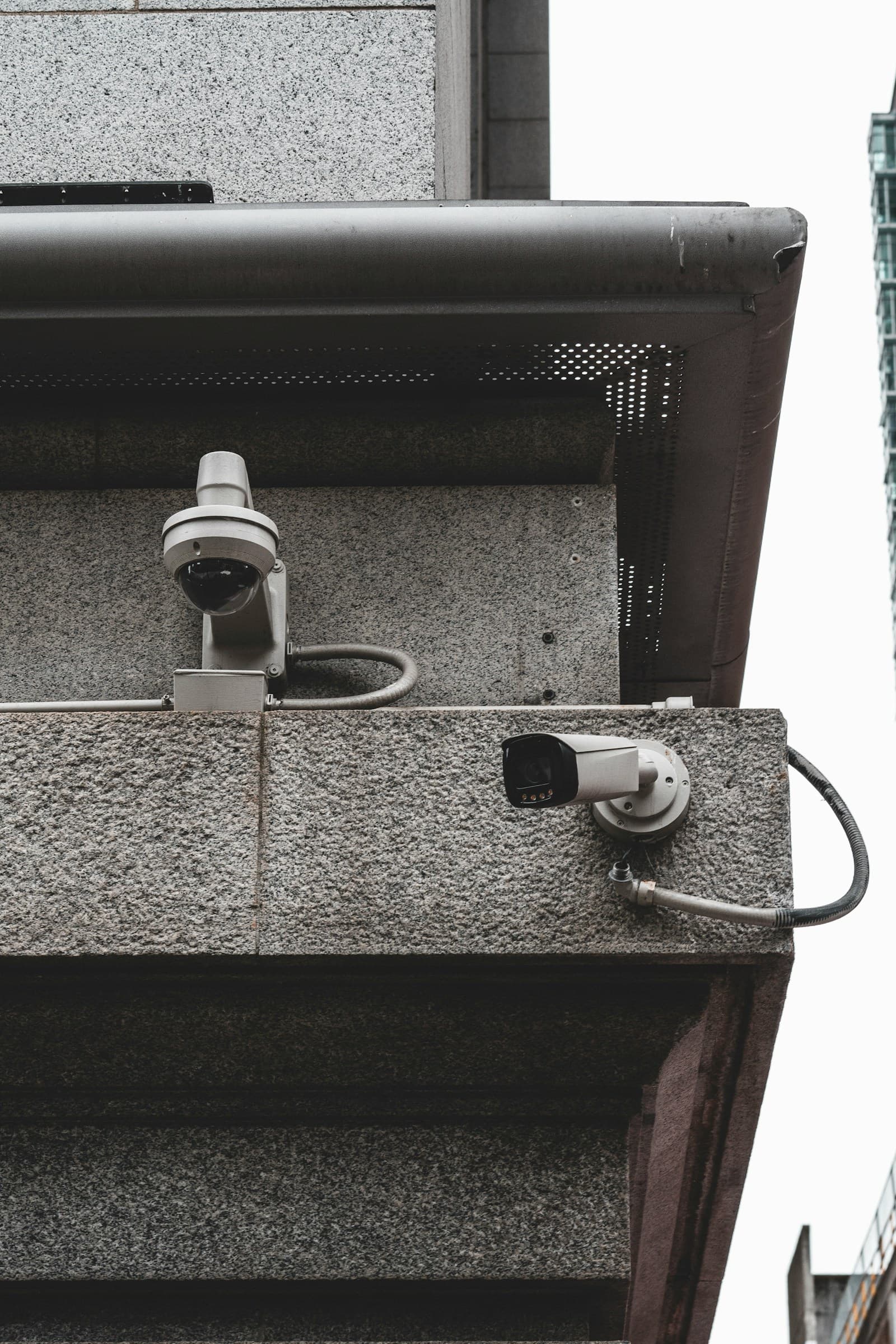 External CCTV camera mounted on a building facade